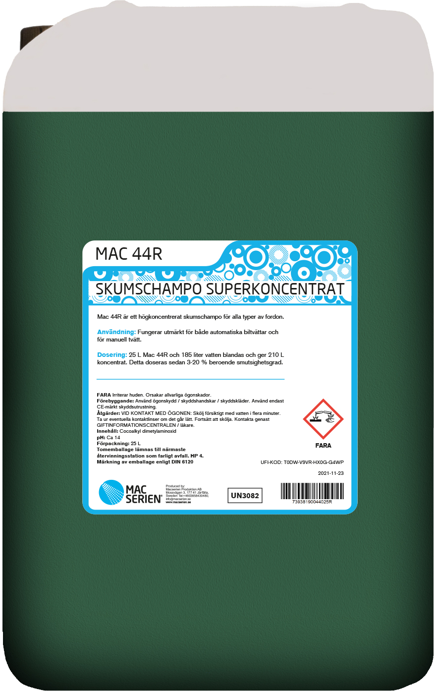 Dunk med MAC 44R skumshampoo
